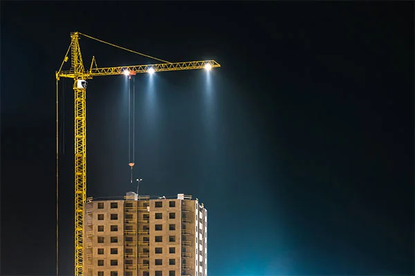 A tower crane at night A tower crane at night